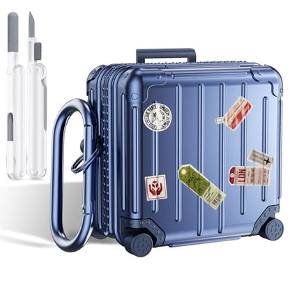 KOREDA Compatible with Samsung Galaxy Buds 4 Case/Buds 4 Pro Case Cover, Cute Funny Suitcase Design Case for Galaxy Buds 4 Pro, Fashion Protective Hard Case for Women Men with Keychain (Blue) - color: Blue