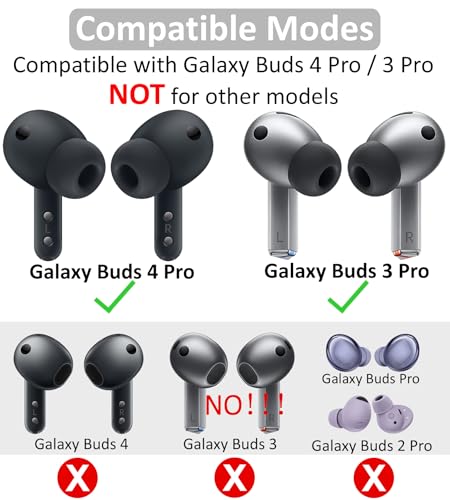 Galaxy Buds 3 Pro Memory Foam Tips Earbud, 4 Pairs Replacement Comfortable No Silicone Pain Noise Isolation Compatible with Samsung Galaxy Buds 3 Pro/Galaxy Buds 4 Pro - Black S/M/L/XL - size: S/M/L/XL