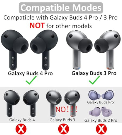 Galaxy Buds 3 Pro Memory Foam Tips Earbud, 4 Pairs Replacement Comfortable No Silicone Pain Noise Isolation Compatible with Samsung Galaxy Buds 3 Pro/Galaxy Buds 4 Pro - Black S/M/L/XL - size: S/M/L/XL