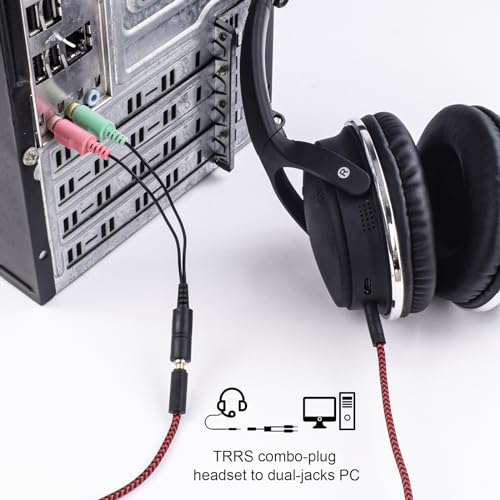 3.5mm Headphone Splitter Cable – 1 Female to 2 Male Audio Adapter for Mic & Aux, Compatible with PC, Laptop, Mac, Tablet