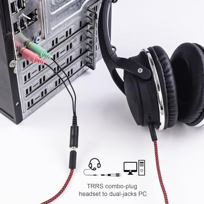 3.5mm Headphone Splitter Cable – 1 Female to 2 Male Audio Adapter for Mic & Aux, Compatible with PC, Laptop, Mac, Tablet