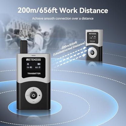 Retekess T130U (4nd Gen T130) Tour Guide System,Tour Guide Headset(1TX 5RX) | for Church, School, 200M, 40H, U-Band, Clear Sound Quality, Wireless Connection, One-Key Operation - style: 1-5
