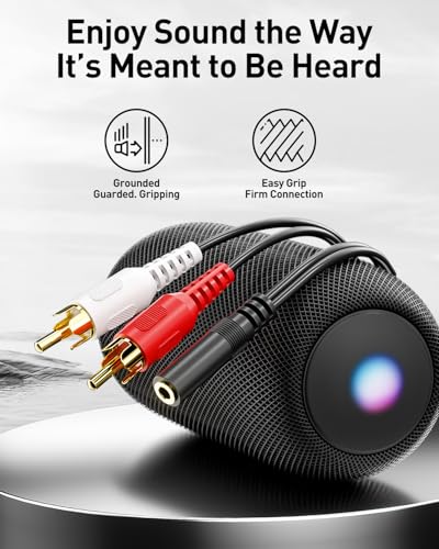 VCE 3.5mm to RCA Splitter, Gold Plated Male Stereo Audio Y Cable, 2-Pack | Compatible with TV, Smartphones, MP3, Tablets, Speakers, Home Theater, 8 inch - size: ['8 inches']