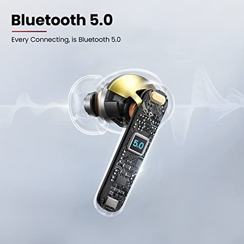 Tecno Wireless Earbuds Bluetooth Gaming Headphones with Microphone, in Ear Bluetooth Gaming Earbuds Noise Cancelling with Mic, 50ms Ultra-Low Latency Bluetooth Earbuds Gaming, G01 White