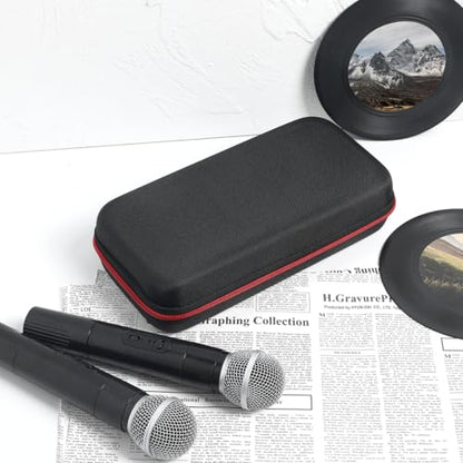 IMIKEYA Wireless Microphone Storage Case Plastic Protective Carry Bag with Zipper Shockproof Waterproof Mic Storage Box with Mesh Pocket for Cable Black 11.81 X 5.90 X 2.75 in