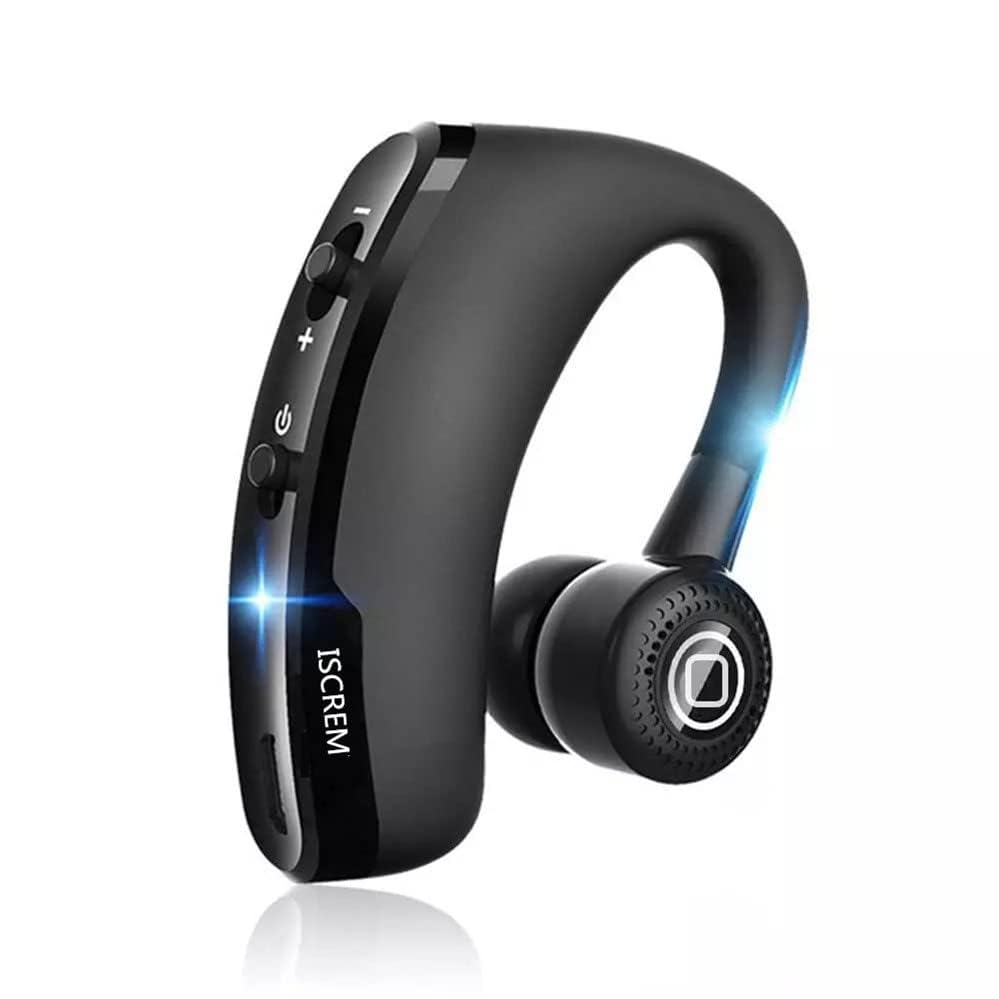 Bluetooth Headset Wireless Business Single earpiece Voice Answer in Ear Earbuds for Trucker Driving Running 10 Hour Battery Noise Cancelling Headphones Black V9