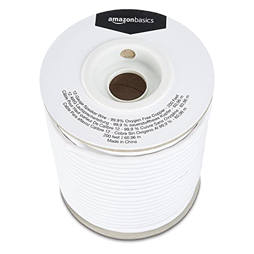Amazon Basics 12- Gauge Speaker Wire Cable, 99.9% Oxygen -Free Copper, 200-Foot, White - size: 200-Foot, style: 12-Gauge