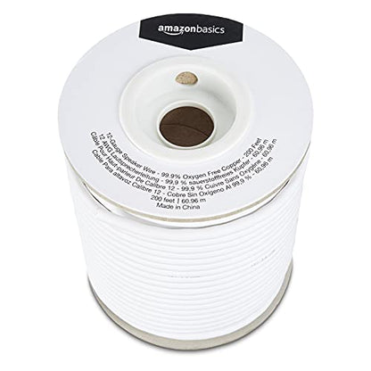 Amazon Basics 12- Gauge Speaker Wire Cable, 99.9% Oxygen -Free Copper, 200-Foot, White - size: 200-Foot, style: 12-Gauge