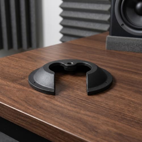 Mic Stand Base: 9.65 Inch Heavy Duty Metal Table Desktop Mic Mount - Cow Horn Shape Microphone Desk/Floor Stand Base for Home Studio Recording - size: 24.50X24.50X3.00CM
