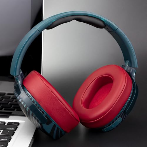 SOULWIT Replacement Earpads for Skullcandy Hesh 3/ANC/Evo & Crusher Wireless/540/ANC/Evo & Venue ANC Over-Ear Headphones, Ear Pads Cushions with Protein Leather, Noise Isolation Foam - Red - color: Red