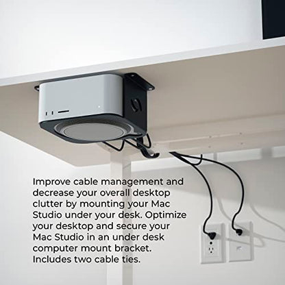 HumanCentric Under Desk Mount Compatible with Mac Studio, M4 M3 M2 M1 | Mounting Stand Bracket, Heat Dissipation, Anti-Scratch, Secure or Hide with Holder Case