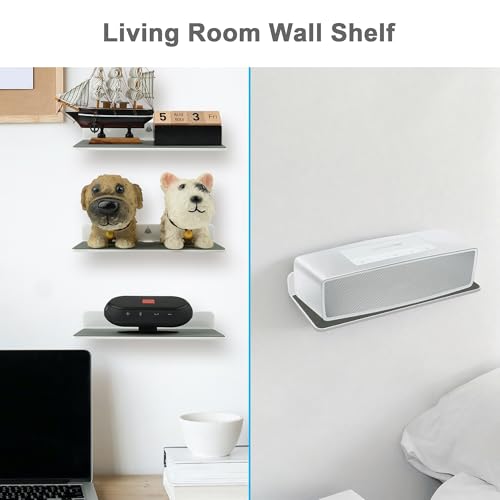 Wall Shelf Speaker Stand, Small Wall Holder Speaker Mount for Webcam, Cell Phones, Display Shelf Acrylic Floating Shelf (9-Inch (White)) - color: White