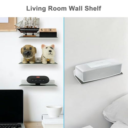 Wall Shelf Speaker Stand, Small Wall Holder Speaker Mount for Webcam, Cell Phones, Display Shelf Acrylic Floating Shelf (9-Inch (White)) - color: White