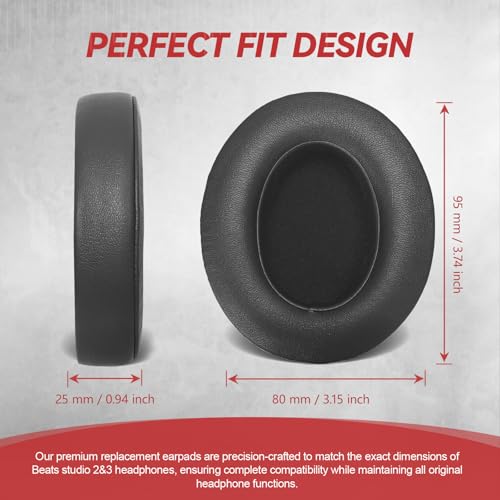 Aurivor Studio 3 Replacement Ear Pads for Beats Studio 3/2 Headphones, Cushions Earpads with Premium Protein Leather, Softer Memory Foam, Stronger Adhesive (Shadow Gray) - color: Shadow Gray