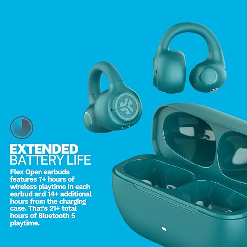 JLab, Flex, Open Ear Earbuds, Clip On Wireless Bluetooth Earbuds, Open Ear Headphones, Teal - color: Teal