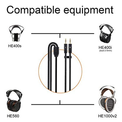 HE400i Replacement Cable, Compatible with Hifiman HE400S, HE-400i(2.5mm Plug Version), HE560, HE-350, HE1000, HE1000 V2 Headphone, 5.9Ft to 16Ft (Dual 2.5mm Plugs)