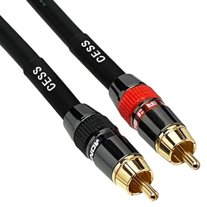 CNCESS CESS-163-1f Low Noise 12 Gauge Premium RCA Audio Line Patch Cable (1 Foot) - size: 12 inches