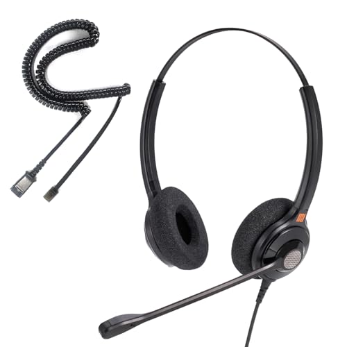 IPD IPH-215 Binaural Phone Headset Wired QD to RJ9 | Office and Call Center, Compatible with Polycom VVX, Avaya, Nortel, NEC, Fanvil, Mitel, Landline Phones - color: 215-BL-FOAM
