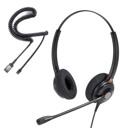 IPD IPH-215 Binaural Phone Headset Wired QD to RJ9 | Office and Call Center, Compatible with Polycom VVX, Avaya, Nortel, NEC, Fanvil, Mitel, Landline Phones - color: 215-BL-FOAM