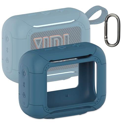 Silicone Cover Case for JBL Go 5 Portable Bluetooth Speaker | Protective Case for Go 5 Speaker, Shockproof Drop-Protection Cover with Carabiner (Blue) - color: Blue