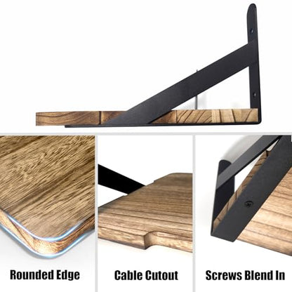 Projector Shelf – Solid Wood Wall-Mount Shelf, Holds Up to 30 lbs, Perfect for Projector, Speaker, Router, WiFi, Modem – Available in 2 Sizes