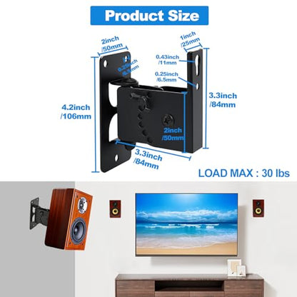 Speaker Wall Mount , Holds up to 30lbs，Swivel and Tilt, 2 Packs | All Metal Wall Speaker Mount for Small Speakers，Easy DIY Assembly, HD-618 ,Black - style: HD-618