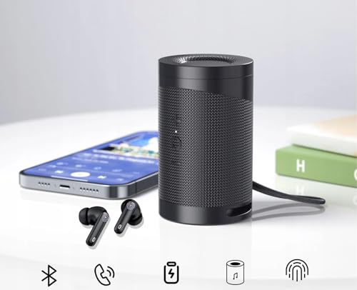 Duo Bluetooth Speaker, 2 in 1 Portable Bluetooth Wireless Earbuds Combo Mini 360 Surround Stereo Sound with TWS Earbuds Built-in Mic and Charging Case for Home Party Outdoor Travel