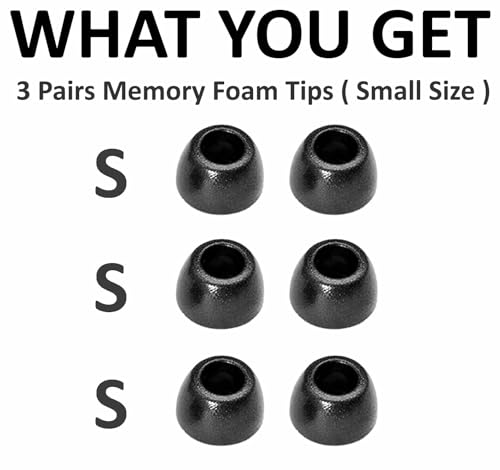 A-Focus for Pixel Buds Pro 2 Memory Foam Ear Tips Replacement Comfortable No Silicone Pain Fit in Case Eartips Cover Compatible with New Google Pixel Buds 2 Pro Black S 3 Pairs - size: S