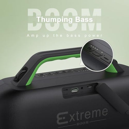DOSS Extreme Boom Portable Bluetooth Speaker with 60W Mighty Sound-Green | 60W Deep Bass, 30H Playtime,10400mAh Power Bank, IPX6 Waterproof, TWS, BT 5.3, For Camping, Beach, Pool, Grage, Parties. - color: Green