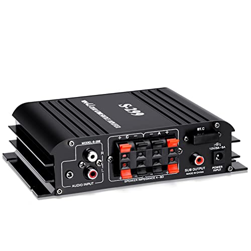 S299 Max 800W Bluetooth Home Audio Amplifier, RMS 40Wx4 4.1CH Bluetooth | Power Amplifier with Active Subwoofer, Sound Audio System w/AUX, Headphone Jack, USB, SD, Remote Control