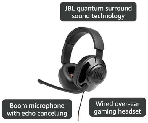 JBL Quantum 300 - Wired Over-Ear Gaming Headphones with JBL Quantum Engine Software - Black, Large - size: Large