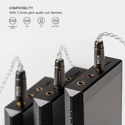 MEZE AUDIO | Rai Series MMCX Cable | Headphones HiFi Replacement 2.5mm Male to Dual MMCX Connector Plug | Silver Plated Upgrade Balanced 2.5mm Jack | Length 1.2m/3.9ft - size: 2.5 mm ( Balanced )