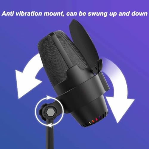 Gaming Microphone, USB PC Noise Cancellation Condenser Mic with Quick Mute for Gaming, Streaming Podcasts Videos Twitch, Discord (Black)
