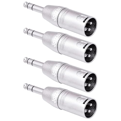 1/4 to XLR Adapter for Microphone,Mixer, 4 Pack, Silver, 1/4 inches TRS Male to XLR Male Coupler, 6.35mm TRS to XLRAdapter, Zinc Alloy with Nickel Plating - size: 4PX1 (Male to Male), style: 1/4" TRS to XLR Adapter