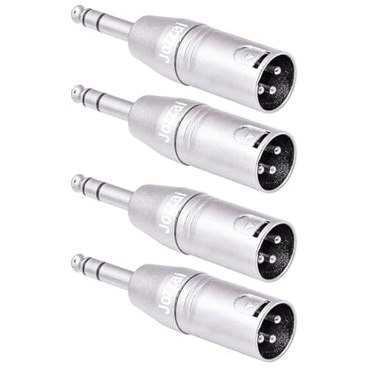 1/4 to XLR Adapter for Microphone,Mixer, 4 Pack, Silver, 1/4 inches TRS Male to XLR Male Coupler, 6.35mm TRS to XLRAdapter, Zinc Alloy with Nickel Plating - size: 4PX1 (Male to Male), style: 1/4" TRS to XLR Adapter