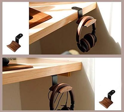 Under-Desk Mount Headphone Hanger Headset Stand Hook Walnut Wood Headphone Holder Rack Hook for Audio,Studio & Gaming Headphones - color: Z shape