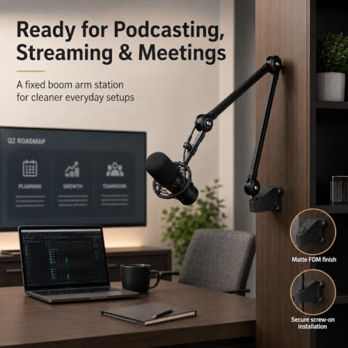 SplashNColor Wall Mount Bracket Compatible with Rode PSA1 Studio Boom Arm – Secure Screw-On Base | Fixed Mic Arm Station | Flat Surface Workstation Adapter