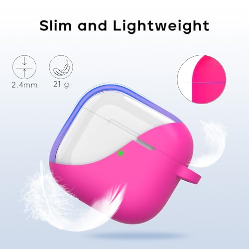 RFUNGUANGO for AirPods 4 Case, Rose Red | Cleaner Kit, Carabiner, Soft Silicone Protective Cover, Wireless Charging Compatible - color: B-Rose Red, size: AirPods 4 Case