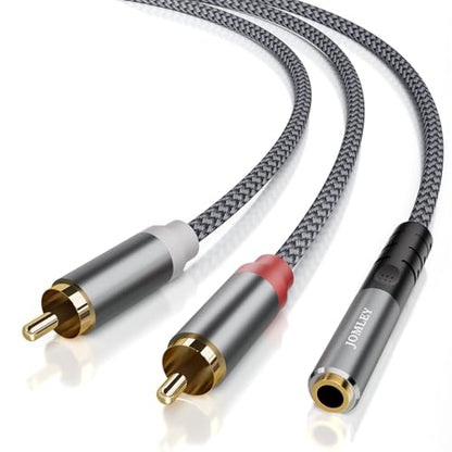 3.5mm Female to 2 RCA Male Stereo Audio Cable, 3.3FT | Gold Plated & Nylon Braided 2 RCA to 3.5mm Female Jack Adapter, Y Splitter Bi-Directional Aux Cord for Phone Tablet Speaker - size: 1 m/3.3 FT