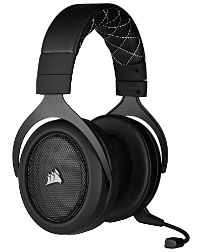 Corsair HS70 PRO Wireless Gaming Headset – 7.1 Surround Sound – Detachable Uni-Directional Microphone – Up to 40ft Range – iCUE Compatible – PC, Mac, PS5, PS4 – Carbon