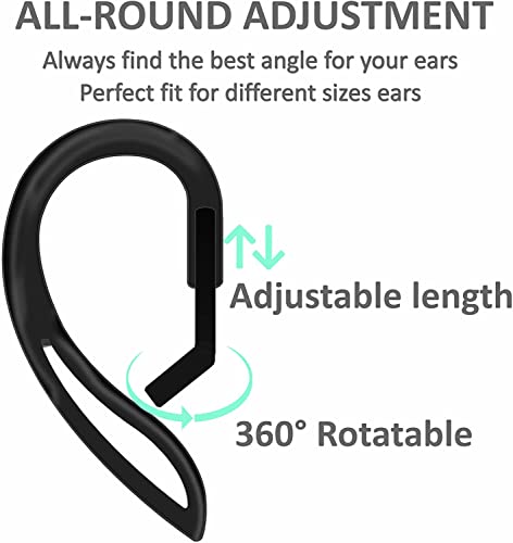2 Pairs Ear Hooks Compatible with AirPods 3rd Generation [Multi-Dimensional Adjustable] Anti-Slip Ear Fins Accessories Compatible with AirPods Pro AirPods 3 2 1 Gen,Black/White