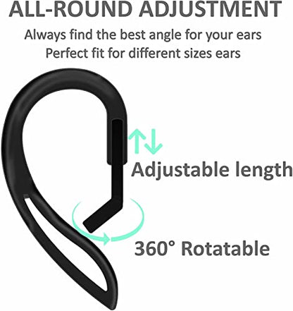 2 Pairs Ear Hooks Compatible with AirPods 3rd Generation [Multi-Dimensional Adjustable] Anti-Slip Ear Fins Accessories Compatible with AirPods Pro AirPods 3 2 1 Gen,Black/White