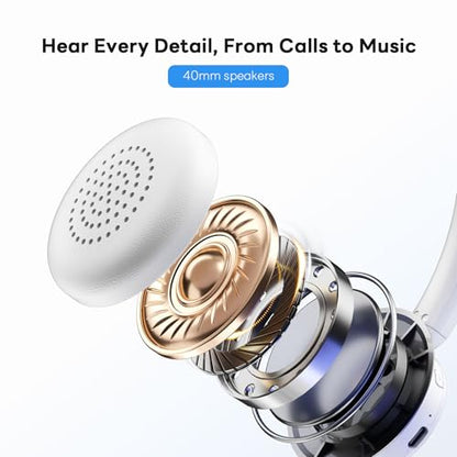 Bluetooth Headset, Wireless Headset with Mic for Work, Advanced AI Noise Cancelling Microphone (Clear Calls & Mic Mute), Bluetooth 5.3, USB Dongle, Headphones with Mic, for PC/Zoom(White) - color: White