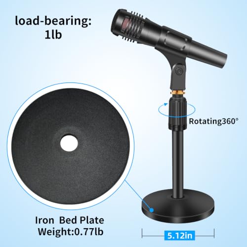 Desktop Microphone Stand, Adjustable Height Desk Mic Stand with Heavy Duty Base & Mic Clip, Universal Table Stand for Blue Yeti, Snowball,10 Inch-14 Inch - size: 1 Pack （10-14 Inch）