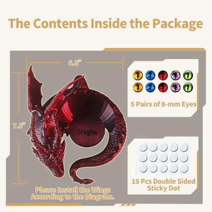 Fly Dragon Holder for Echo Dot 4th/5th Gen, 3D Printed Echo Dot Cover, 5 Color Eye Sets, Originally Designed Echo Dot Stand, Unique Echo Dot Case (Black Red) - color: Black Red