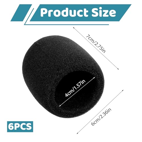 Microphone Cover, 6PCS Foam Mic Covers Black Microphone Windscreen Pop Filter Covers Microphones Accessories for Most Standard Handheld Microphones