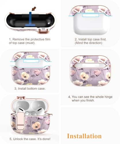 TATOFY for AirPods Pro 2nd Generation Case with Lock Carabiner Cleaner, Slim AirPod Pro 1st & 2nd Hard Case Cover, Compatible with MagSafe (Purple) - color: Violet, size: AirPods Pro 1st & 2nd Gen