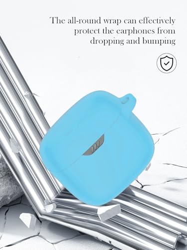 Case for JBL Tune Flex - True Wireless Noise Cancelling Earbuds,Soft Protective,BOVUGAC Silicone Case Cover with Keychain & Cleaning Kit & Lanyard for JBL Tune Flex Earbuds-SkyBlue - color: SkyBlue