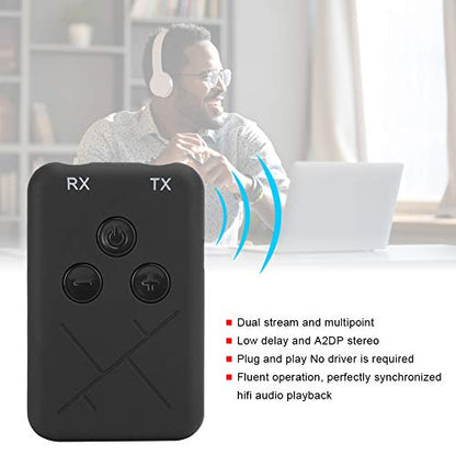 2 in 1 Bluetooth Audio Transmitter Receiver, Bluetooth 5.0 Wireless Adapter with Low Latency A2DP Stereo, Dual Stream Multipoint Connection