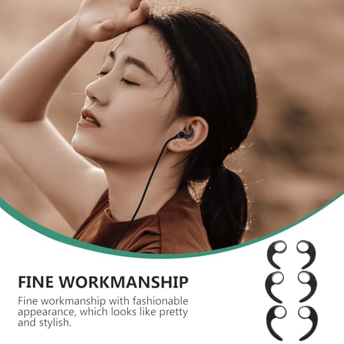 LALAFINA 6Pcs Silicone Earbud Clips Ear Hooks Comfortable Anti-Skid Protective Earphone Hooks for Sports Running Video Calls Fits Earbud Black Large Medium Small